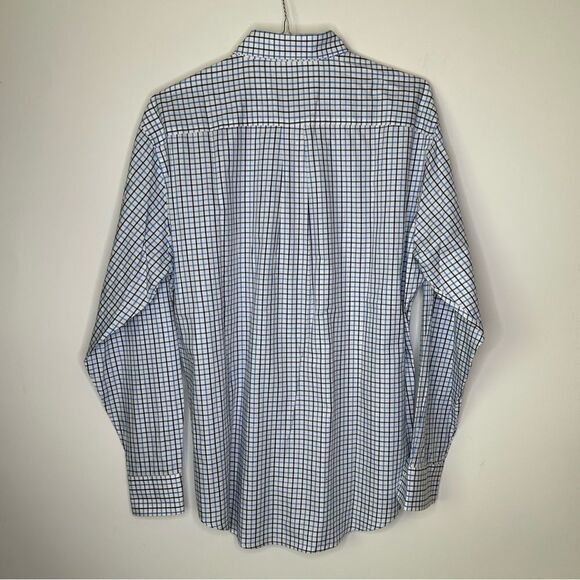Peter Millar Long Sleeve Button Down in Blue-White-Charcoal Plaid Size XL‎ - Picture 3 of 7